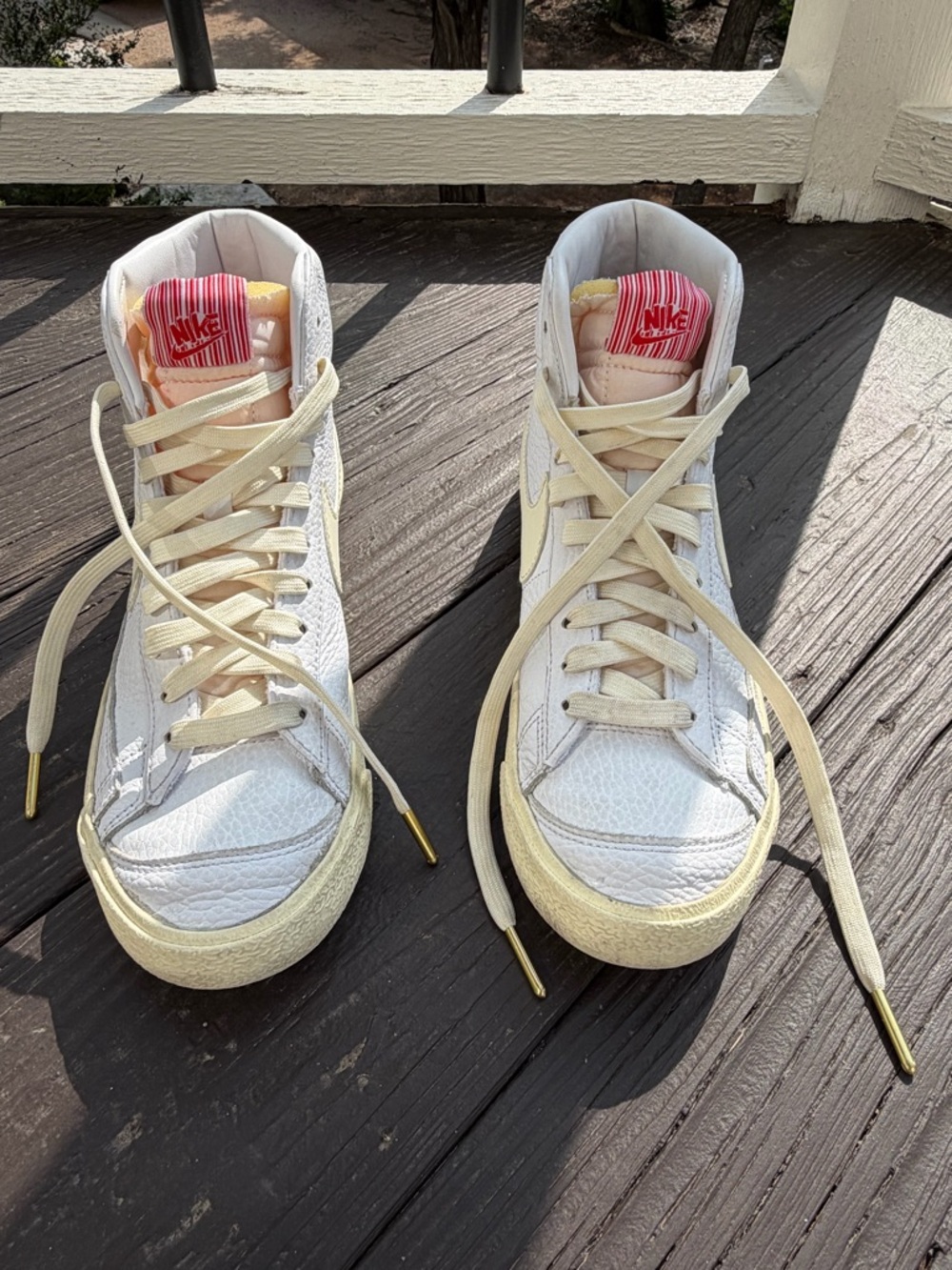 Nike White and Cream Popcorn High-Top Sneakers